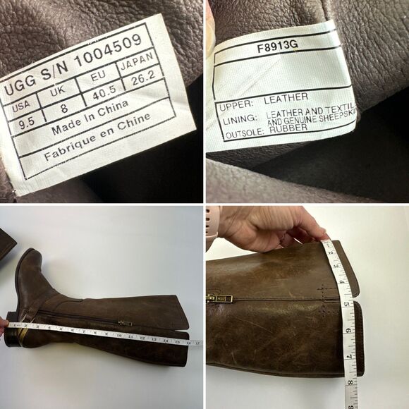UGG Channing II Boot Dark Brown Leather Pull On 1004509 Equestrian Womens 9.5 - Picture 16 of 16